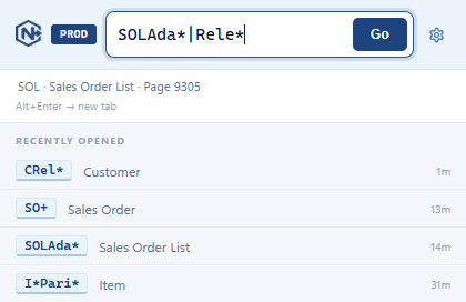 BC Navigator filter search – wildcard search across customers